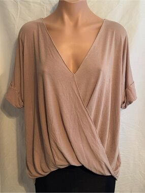 Blush Surplice V-Neck Draped High Low Top